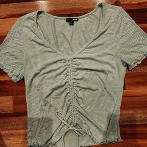 Fashion Nova Mint Ruched Short Sleeve Top